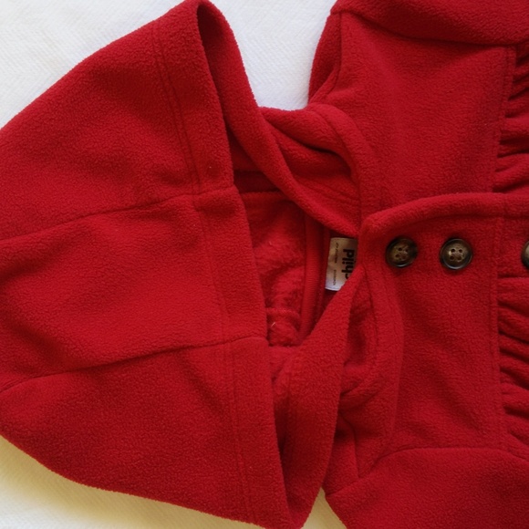 child of mine by carter's red fleece hoodie babydoll cardigan 3 months baby girl - Picture 2 of 5